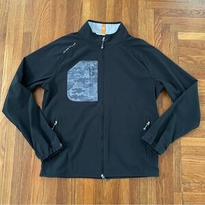 Peter Millar Crown Sport Flex Adapt Full-Zip Wind Cheater Jacket Black Camo